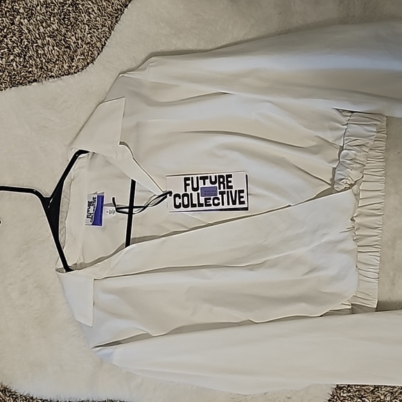 Womens Long Sleeve Crop Blouse - Future Collective White Small - Picture 2 of 2